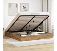 Teenpull Roble Artesanal Cama somier Base canapé elevable 203 x 180 x 25 cm, Estructura de colchón para Dormitorio, Soporte con almacenaje abatible y Montaje fácil