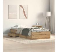 Teenpull Roble Artisan Cama somier Base lecho con Estructura y almacenaje, cabecero Dormitorio, colchón 90 x 200 cm, cajón abatible para hogar, Montaje Sencillo y