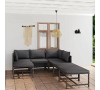 Teenpull Set de Muebles de jardín 7 Piezas ratán sintético Gris con Cojines, sofá rinconera Modular, reposapiés Convertible en Mesa para terraza, Patio, balcón, Comedor, Descanso y Ocio