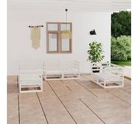 Teenpull Set de salón de jardín de 6 Piezas Blanco Madera Maciza de Pino, Conjunto Modular para terraza y Patio con sofás rinconeros Resistentes Ideales para Descanso y reuniones al Aire Libre