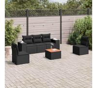 Teenpull Set de sofás de jardín 6 Piezas con Cojines Negros de ratán sintético Resistente para terraza, Patio o balcón, Muebles modulares para Comedor Exterior y Zona de Ocio
