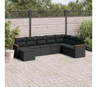 Teenpull Set de sofás de jardín 8 Piezas con Cojines Negros de ratán sintético Resistente para terraza, Patio o balcón Modular con Almacenamiento y reposapiés cómodo para Ocio y reunión