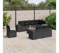 Teenpull Set de sofás de jardín 8 Piezas con Cojines Negros, ratán sintético Resistente, diseño Modular y Almacenamiento Integrado para terraza, Patio o balcón