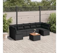Teenpull Set de sofás de jardín 8 Piezas con Cojines Negros ratán sintético Resistente para terraza Patio balcón Modular y cómodo con Mesa de Acacia para Ocio y reunión al Aire Libre