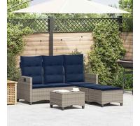 Teenpull Set de sofás de jardín en Forma de L con Cojines Gris, Mueble Exterior Resistente de ratán sintético y Acero, Ideal para terraza, Patio o balcón con reposapiés y Asiento cómodo