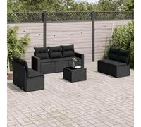 Teenpull Set de sofás de jardín Modular 8 Piezas con Cojines Negros de ratán sintético Resistente para terraza Patio balcón Comedor con Mesa y sillas para Ocio y reunión al Aire Libre