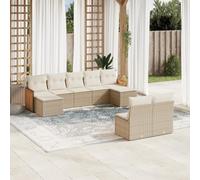 Teenpull Set de sofás de jardín Modular de ratán sintético Beige con Cojines desenfundables y Resistentes para terraza, Patio, balcón y Porche, Incluye reposapiés y taburetes para reunión y Ocio al
