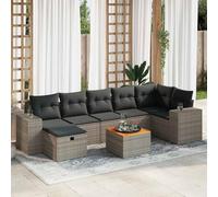 Teenpull Set de sofás de jardín Modular de ratán sintético Gris con Cojines Lavables, Mesa y reposapiés, Mueble Exterior para terraza, Patio o balcón