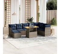 Teenpull Set de sofás de jardín Modular de ratán sintético Gris con Mesa Ajustable y Cojines Lavables para terraza, Patio y Comedor Exterior, Resistente y cómodo para reuniones al Aire Libre
