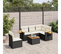 Teenpull Set de sofás de jardín Modular de ratán sintético Negro con Cojines desenfundables, Mesa Auxiliar Plegable y Estructura Resistente para terraza, Patio, balcón y Comedor Exterior