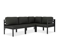 Teenpull Set Muebles jardín Aluminio Gris Antracita 4 Piezas con Cojines para terraza Patio Exterior Modular rinconera cómoda y Resistente para Ocio y Descanso