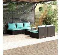 Teenpull Set sofás de jardín 6 Piezas con Cojines, ratán sintético Negro Resistente para terraza, Patio y Comedor Exterior Modular con Mesa y sillas para Descanso y Ocio en Barbacoa