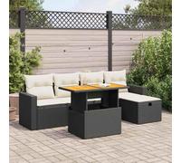 Teenpull Set sofás jardín ratán sintético Negro con Cojines Gris Oscuro, 6 Piezas Modular con Almacenamiento y Bolsas Resistentes, Mesa Auxiliar, para terraza Patio balcón y Ocio Exterior