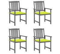 Teenpull Sillas de jardín con cojín de madera maciza de acacia, 4 unidades, apilables, resistentes a la intemperie, ideales para jardín, terraza, porche, con cómodos cojines de asiento