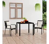Teenpull Sillas de jardín con Cojines 2 Unidades ratán sintético Negro Estructura Acero para terraza Patio Exterior Comedor con Asiento Confortable y diseño Resistente para Ocio y reunión