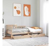 Teenpull Sofá Cama con cajones de Madera Maciza de Pino 90x190 cm Estructura Resistente para Dormitorio y hogar con Amplio Espacio de almacenaje y diseño rústico
