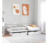 Teenpull Sofá Cama con cajones de Madera Maciza de Pino Blanca 90x190 cm Estructura Resistente y Duradera Ideal para dormitorios y Salas de Estar con Amplio Espacio de almacenaje y diseño rústico