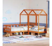 Teenpull Sofá Cama con Techo de Madera Maciza de Pino marrón Cera, Estructura Resistente, Espacio de almacenaje abatible, Ideal para dormitorios Juveniles e Infantiles