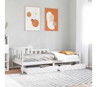 Teenpull Sofá Cama de Madera Maciza de Pino Blanco 90x200 cm con cajones de Almacenamiento Estructura Resistente para Dormitorio y hogar diseño rústico y Funcional Ideal para Invitados y Espacios