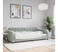 Teenpull Sofá Cama de Tela Gris Claro 100x190 cm Estructura metálica y Madera Maciza, colchón no Incluido, para Dormitorio, hogar, invitado, Descanso, Plegable, tapizado, Juvenil y Adulto