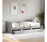 Teenpull Sofá Cama Gris hormigón con cajones de Almacenamiento Estructura de Madera de ingeniería para Dormitorio y hogar, 90x190 cm, Plegable y fácil de Montar