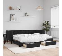 Teenpull Sofá Cama Nido con cajones de Terciopelo Negro 90x190 cm Estructura Resistente, Cama abatible con Almacenamiento, Soporte de Espuma, Ideal para dormitorios y hogares con diseño Funcional