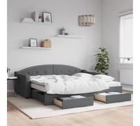 Teenpull Sofá Cama Nido con cajones en Tela Gris Oscuro 90x200 cm Estructura Resistente Soporte de Descanso para Dormitorio y hogar con Almacenamiento abatible y colchón de Espuma