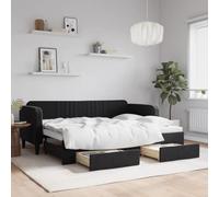 Teenpull Sofá Cama Nido con cajones tapizado en Terciopelo Negro 80x200 cm Estructura de Madera y Metal, con Amplio Almacenamiento, Soporte para colchón, Ideal para dormitorios y hogares Modernos