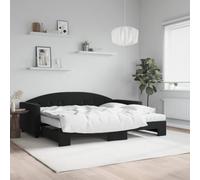 Teenpull Sofá Cama Nido con colchón de Terciopelo Negro 90x190 cm Estructura abatible con Base de lámina y Soporte para Dormitorio Juvenil o Adulto con Espacio de almacenaje