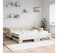 Teenpull Sofá Cama Nido en Tela Crema 100x200 cm Estructura Resistente con Base lecho abatible para Dormitorio Juvenil o Adulto con Soporte de Almacenamiento y diseño Moderno