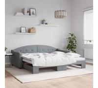 Teenpull Sofá Cama Nido Tela Gris Claro 90x190 cm Estructura abatible para hogar y Dormitorio con Soporte de Madera y Metal, Ideal para Invitados y