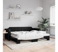 Teenpull Sofá Cama Nido Tela Negro 90x190 cm con Estructura de Madera y Metal para Dormitorio y hogar con Base lecho Plegable y Soporte abatible para Descanso y Almacenamiento