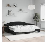 Teenpull Sofá Cama Nido Terciopelo Negro 80x200 cm Estructura Resistente con Soporte abatible y Espacio de almacenaje Ideal para dormitorios y hogares Modernos