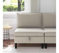 Teenpull Sofá central con espacio de almacenamiento de terciopelo avena, muebles tapizados para salón, 70 x 70 x 82 cm, cojín de asiento de espuma, marco de madera contrachapada, para interiores