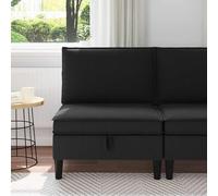 Teenpull Sofá central con espacio de almacenamiento de terciopelo negro, sofá sofá de madera contrachapada con espuma, 70 x 70 x 82 cm, para interiores, muebles tapizados modernos para salón, ahorro