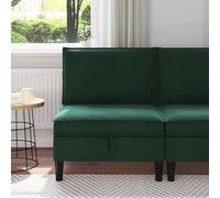 Teenpull Sofá con espacio de almacenamiento de terciopelo verde oscuro, muebles tapizados con marco de madera contrachapada, 70 x 70 x 82 cm, para sala de estar, habitación de invitados, interior