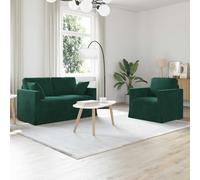 Teenpull Sofá de 2 piezas de terciopelo verde oscuro, tapizado con marco de metal, muebles ergonómicos para salón, habitación de invitados y habitación juvenil, 138 x 78 x 80 cm