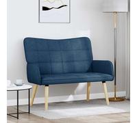 Teenpull Sofá de tela azul de dos plazas, 115 x 61 x 87 cm, marco de metal y patas de madera, compacto para salón o dormitorio, cómodo mueble tapizado para 2 personas