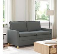 Teenpull Sofá de tela gris oscuro con marco de metal, 2 plazas para salón y oficina, fundas extraíbles, cojines de doble capa, 156 x 81 x 87,5 cm, 110 kg por asiento