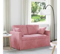 Teenpull Sofá de terciopelo rosa 138 x 78 x 80 cm, marco de metal, reposabrazos de madera, muebles tapizados de 2 plazas, salón, habitación de invitados, habitación juvenil, ergonómico, funda