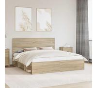 Teenpull Sonoma Bed Frame 180 x 200 cm Solid Pine Wood, slatted Base, headboard, Storage-Ready Platform for Bedroom, Adult Use, Durable Support and Easy Care