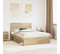 Teenpull Sonoma King Bed Frame 160 x 200 cm Solid Pine Wood, slatted Base, headboard, Sturdy Structure for Bedroom, Guest Room, Easy Clean, Supports restful Sleep and Daily Use
