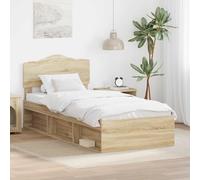 Teenpull Sonoma Wooden Bed Frame 100 x 200 cm Solid Pine, slatted Base, headboard Included, Single Bed Support for Bedroom, Guest Room, Easy-Clean Modern Style