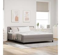 Teenpull Taupe Box Spring Bed with LED Strips, 180 x 200 cm upholstered Frame, Adjustable headboard, Pocket Spring Mattress, Wooden Structure, Bedroom Use, Indoor Comfort for Two