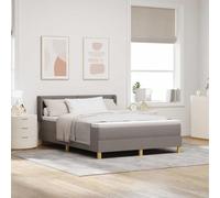 Teenpull Taupe Box Spring Bed with upholstered headboard 140 x 200 cm, Wooden Frame, slatted Support, Adjustable Height, Indoor Bedroom for Two, Stable Comfort and Modern Style for Home Use