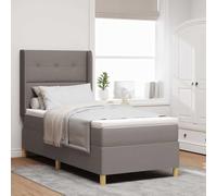 Teenpull Taupe Box Spring Bed with upholstered headboard, 80 x 200 cm Mattress, Wooden Frame, Adjustable 2 Level headboard, Medium Firm Comfort for Bedroom, Indoor Use, 140 kg Support