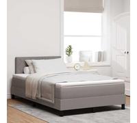 Teenpull Taupe upholstered Box Spring Bed with Adjustable headboard, 120 x 200 cm Mattress, Wooden Frame, Medium Firmness, Indoor Bedroom Comfort and Support for Two