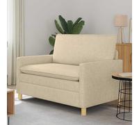 Teenpull Tela de sofá de color crema, 2 plazas, tapizado con marco de metal, fundas extraíbles, cojines gruesos, 126 x 81 x 87,5 cm para salón, oficina y habitación de invitados