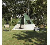 Teenpull Tipi - Tienda de campaña verde de tafetán con 383 x 338 x 217 cm, tienda de campaña con puerto eléctrico y colgador de luz, tienda de campaña familiar impermeable con varillas, piquetas y