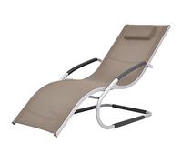 Teenpull Tumbona con cojín, marco de aluminio, textilene topo, 160 kg de capacidad de carga, 62 x 152 x 88 cm, resistente a la intemperie, para jardín, terraza, piscina, forma ergonómica